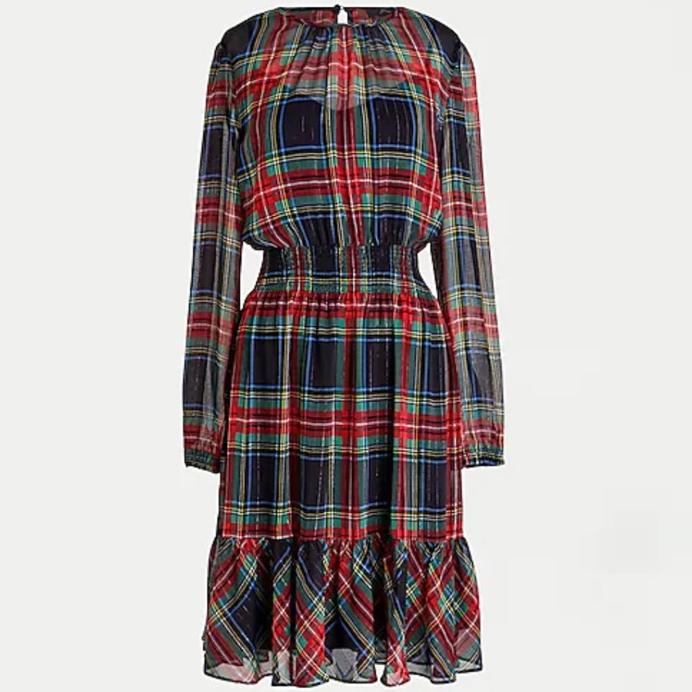 J. Crew ruffled hem, feminine long sleeves, a smocked waist and removable cami